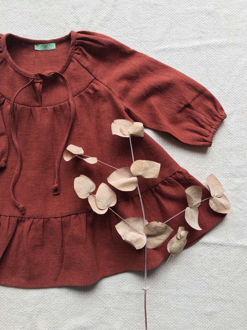 Toddler Dress Rusty Ruffled dress Girl Dress Linen dress Kids clothing