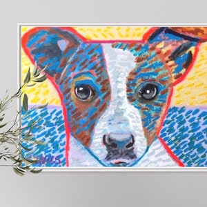 ORIGINAL PAINTING Jack Russell Terrier Dog Portrait Colorful Post Impressionism Canvas Acrylic Contemporary Animals Pet Wall Art Decor Gift image 1