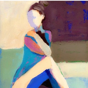 ART PRINT Original Painting Contemporary Impressionist Portrait Impressionism Figurative Abstract Woman Colorful Female Figure Study Signed