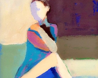 Figuratieve vrouw kleurrijke impressionistische ART PRINT: gesigneerde archiveringsgiclee, figuurstudie origineel schilderij, handgemaakt, archiefkunst
