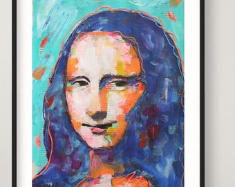 Impression d'art MONA LISA peinture originale Art contemporain impressionnisme Art Pop Art abstrait à l'huile Portrait Louvre décoration murale art mural da Vinci