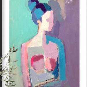 Abstract Woman Original Painting Giclee ART PRINT Contemporary Impressionist Portrait Impressionism Figurative Colorful Modern Female Figure