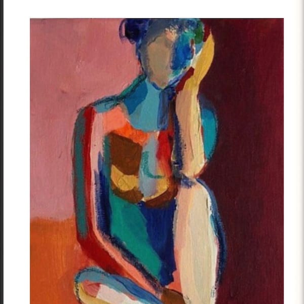 Abstract Woman ART PRINT: Archival Contemporary Figurative Giclee, Colorful Expressive Moden Female Portrait Figure Study, Original Painting
