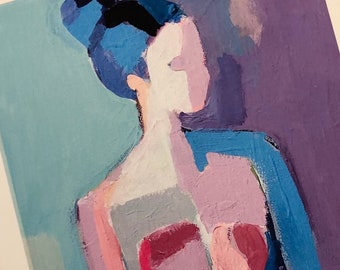 Artist Proof Abstract Woman PRINT Original Painting Contemporary Impressionist Portrait Impressionism Colorful Figure Study Signed