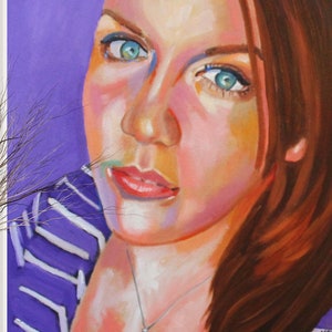 Original Painting Contemporary Impressionism Portrait Modern Art Expressive Wood Oil Painting Colorful Woman Signed COA OOAK