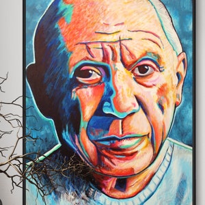 Pablo Picasso ORIGINAL PAINTING Large Contemporary Impressionism Portrait Expressive Canvas Acrylic Oil Pastel Modern Art Colorful COA