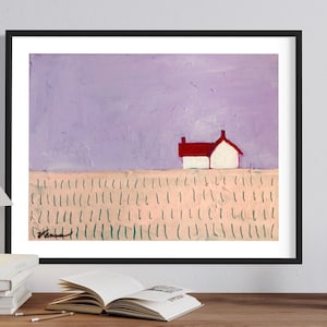 ART PRINT Farmhouse Original Painting Contemporary Impressionist Scenic Landscape Impressionism Art Folk Art Country Farmhouse Modern Farm image 1