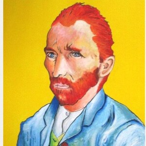 Van Gogh Giclee ART PRINT Original Painting Artist Self Portrait Contemporary Post Impressionist Yellow Blue Modern Wall Art Home Decor