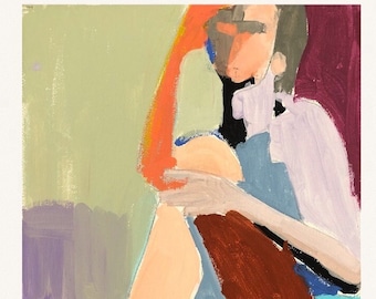 Abstracte vrouw ART PRINT: expressief figuratief schilderij, kleurrijke vrouwelijke figuur studie origineel schilderij ondertekend archivering Wall Art Home Decor