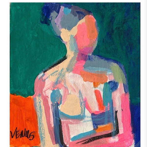 Figurative Abstract Woman ART PRINT Original Painting Contemporary Impressionist Portrait Impressionism Colorful Female Figure Study Signed