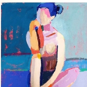 Figurative Abstract Original Painting ART PRINT Contemporary Impressionist Portrait Impressionism Woman Colorful Female Figure Study Signed