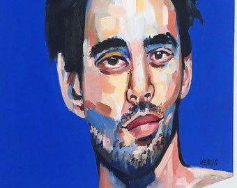 Original Painting Impressionism Portrait Oil Painting, Signed Impressionist Man, Contemporary Modern Men Expressive People Wall Art COA OOAK