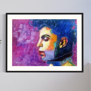 Ícone da música Prince Pintura original IMPRESSÃO DE ARTE Pop Art Celebridade Chuva roxa Artista de música rock dos anos 80 Banda Impressionismo Retrato Decoração de parede
