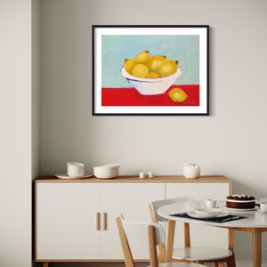 Impression d'ART citrons peinture originale, impressionnisme contemporain fruits nature morte impressionnisme Art signé nourriture cuisine salle à manger Art moderne image 3