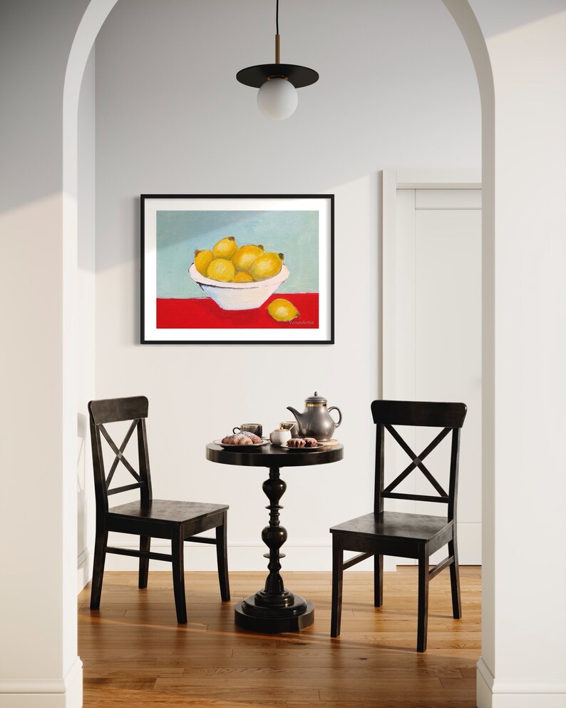 Impression d'ART citrons peinture originale, impressionnisme contemporain fruits nature morte impressionnisme Art signé nourriture cuisine salle à manger Art moderne image 4