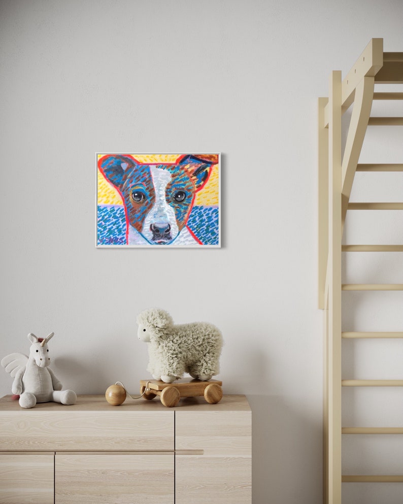 ORIGINAL PAINTING Jack Russell Terrier Dog Portrait Colorful Post Impressionism Canvas Acrylic Contemporary Animals Pet Wall Art Decor Gift image 7