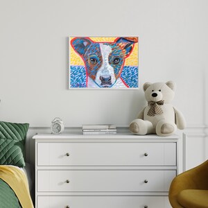 ORIGINAL PAINTING Jack Russell Terrier Dog Portrait Colorful Post Impressionism Canvas Acrylic Contemporary Animals Pet Wall Art Decor Gift image 6