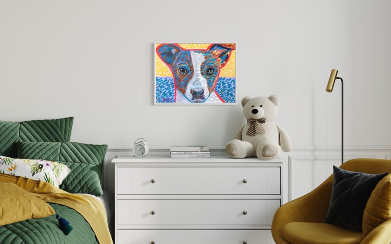 ORIGINAL PAINTING Jack Russell Terrier Dog Portrait Colorful Post Impressionism Canvas Acrylic Contemporary Animals Pet Wall Art Decor Gift image 6