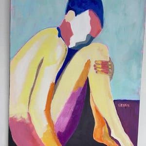 ORIGINAL PAINTING Abstract Figurative Woman Contemporary Expressive Portrait Large Canvas Colorful Fauve  Cubism Female Figure Study Art