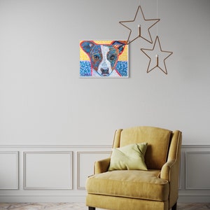 ORIGINAL PAINTING Jack Russell Terrier Dog Portrait Colorful Post Impressionism Canvas Acrylic Contemporary Animals Pet Wall Art Decor Gift image 9