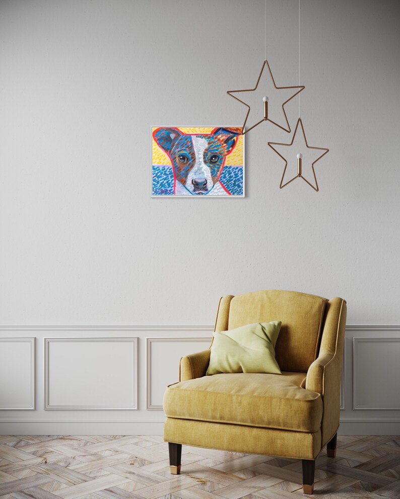 ORIGINAL PAINTING Jack Russell Terrier Dog Portrait Colorful Post Impressionism Canvas Acrylic Contemporary Animals Pet Wall Art Decor Gift image 9