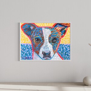 ORIGINAL PAINTING Jack Russell Terrier Dog Portrait Colorful Post Impressionism Canvas Acrylic Contemporary Animals Pet Wall Art Decor Gift image 2