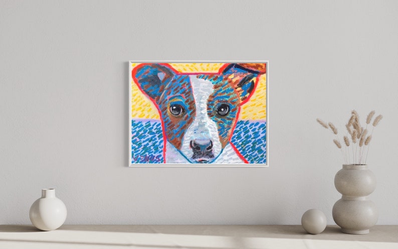 ORIGINAL PAINTING Jack Russell Terrier Dog Portrait Colorful Post Impressionism Canvas Acrylic Contemporary Animals Pet Wall Art Decor Gift image 2