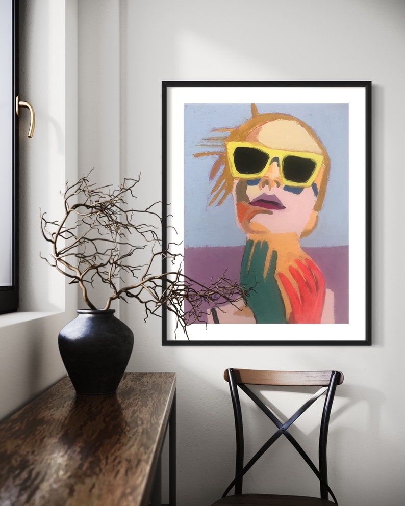 Abstract Woman Original Painting ART PRINT Contemporary Impressionist Portrait Colorful Modern Female Expressive Retro Mod Fashion Model image 2