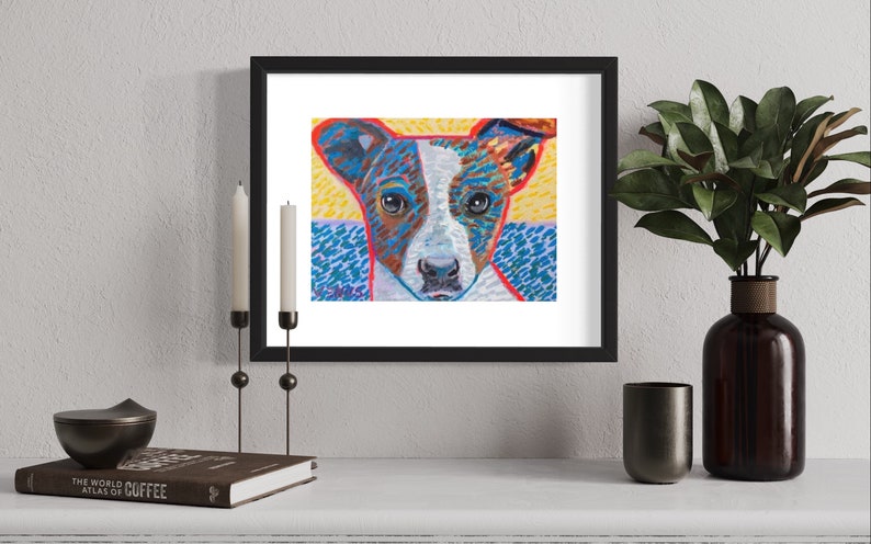 ORIGINAL PAINTING Jack Russell Terrier Dog Portrait Colorful Post Impressionism Canvas Acrylic Contemporary Animals Pet Wall Art Decor Gift image 5