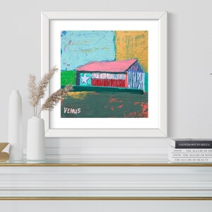 ORIGINAL Barn PAINTING Contemporary Abstract Impressionism Colorful Texas Barn Modern Farmhouse Art Acrylic Gauche Canvas Landscape Farm image 5