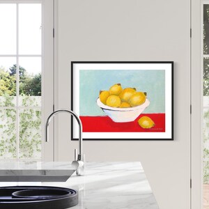 Impression d'ART citrons peinture originale, impressionnisme contemporain fruits nature morte impressionnisme Art signé nourriture cuisine salle à manger Art moderne image 5