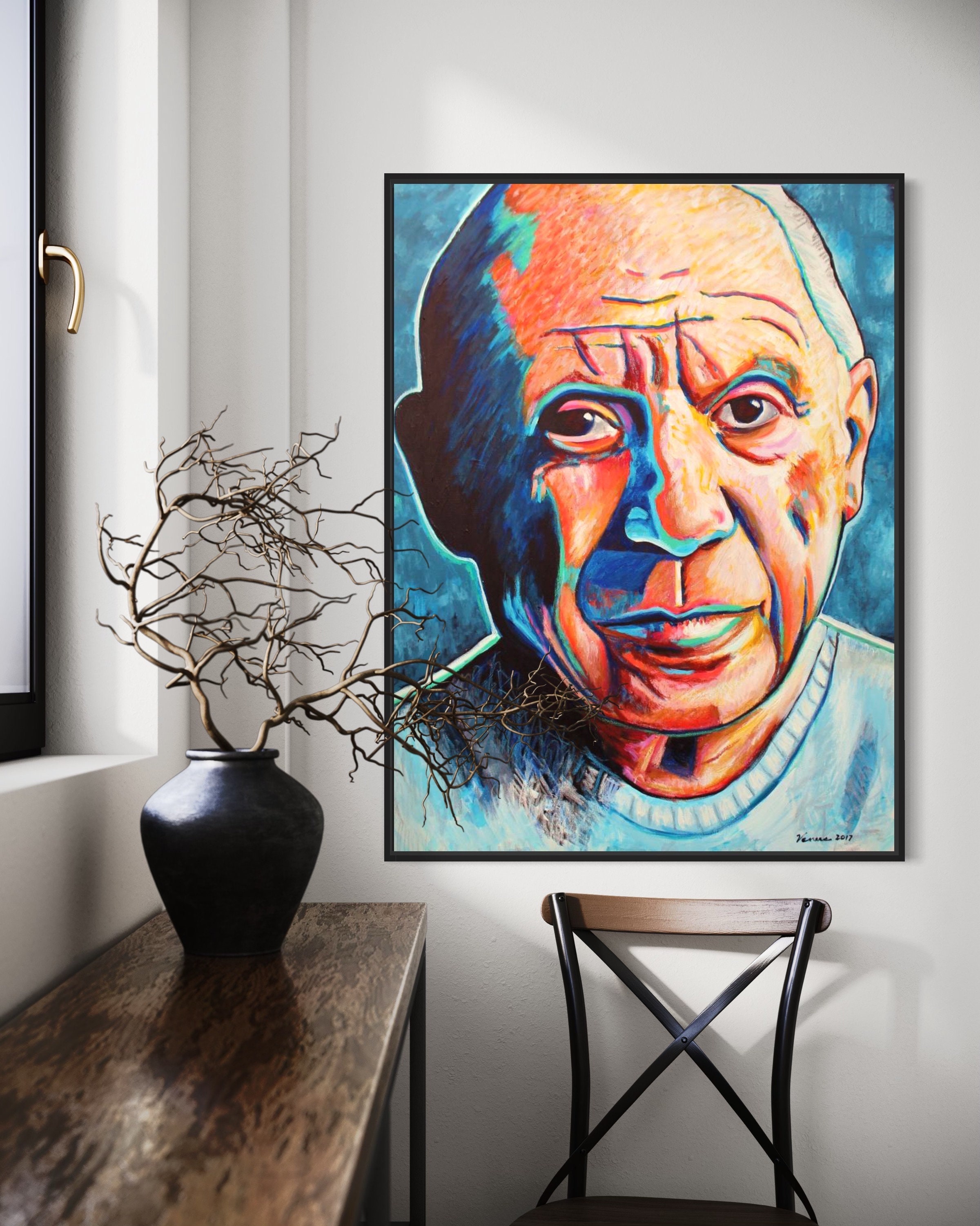 Peinture à l'huile du visage complet de Picasso · Creative Fabrica