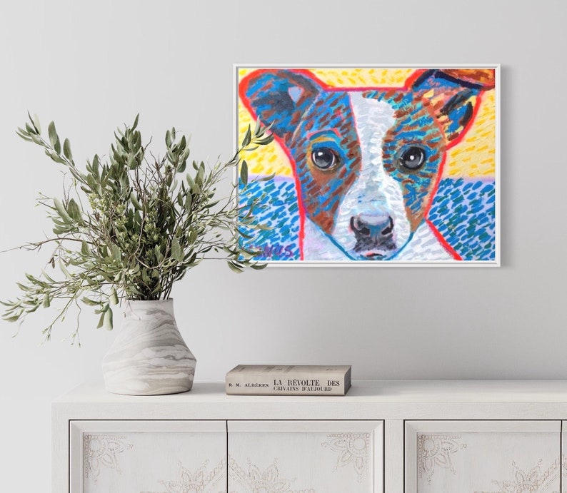 ORIGINAL PAINTING Jack Russell Terrier Dog Portrait Colorful Post Impressionism Canvas Acrylic Contemporary Animals Pet Wall Art Decor Gift image 1