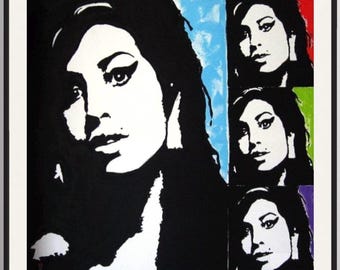 Amy Winehouse Pop ART PRINT: Colorful Signed Giclee Portrait, Contemporary British Music Icon, Archival Collectible Home Decor Wall Art Gift