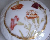 TRESSEMANES VOGT Limoges FRANCE Antique Porcelain Molded in Relief Powder Trinket Jar Lidded Signed circa 1900