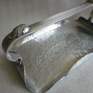 MCM Mums Trade Continental Mark Hand Wrought Hammered Aluminum Handled Tray #510