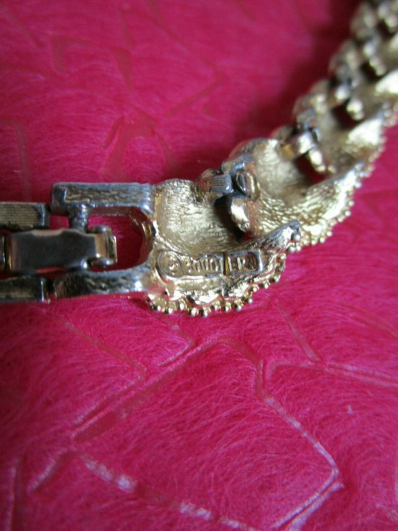 VINTAGe BOUCHeR SIGNeD Gold Tone CHOKER Statement NECKLACE Runway # 8151N w 12 Extender!