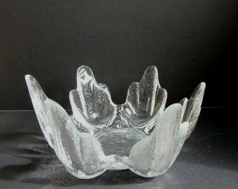 VINTAGE Retro Mod ArT GLASS Pillar Candle Holder Mid Century Scandinavian Icicle Style LYRIC Canada!