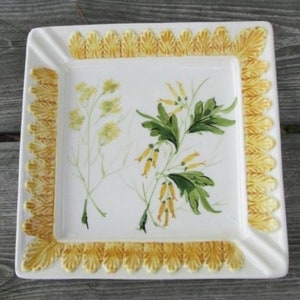 セールの詳細をご確認ください！ミッドセンチュリーモダンスクエアディッシュ灰皿、J.W. Co Studio サイン入り、ヴィンテージハンドペイントセラミックス、イタリア製、1970年頃！