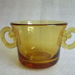 CZECH ART DeCO Josef Inwald Golden Amber Bead & Open Lace Sugar Bowl c 1930 Excellent!