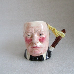 Check Sale Details! Vtg HANLEY ENGLISH WARE Mini ToBY Mug Jug Figural Hand Painted CHuRCHILL c 1940!