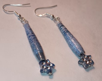 Handmade Paper Bead Dangle Earrings: Recycled Jewelry