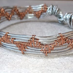 Handmade Copper and Silver Plated Wire Wrapped Bangle Bracelet