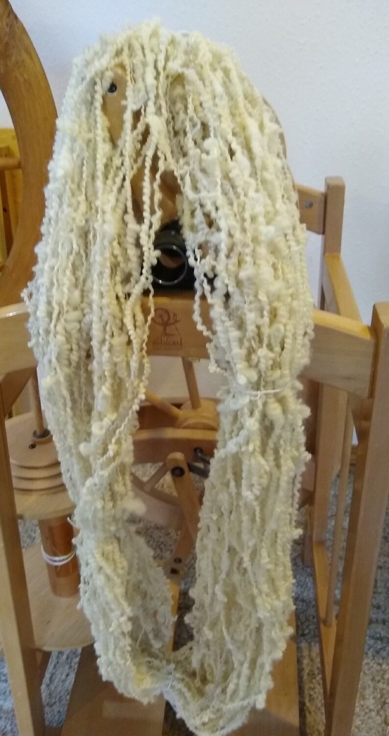 Handspun art yarn Boucle spun wool 1 skeins-90 yds
