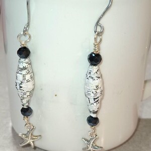 Paper Beads, Earrings, Paper Bead Jewelry, Recycled Jewelry, Handmade Earrings, Paper Bead Earrings, Handmade Dangle Earrings