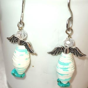 Paper Beads, Earrings, Angel Earrings, Paper Bead Jewelry, Recycled Jewelry, Handmade Earrings, Paper Bead, Handmade Dangle Earrings