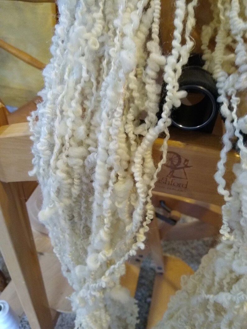 Handspun art yarn Boucle spun wool 1 skeins-90 yds