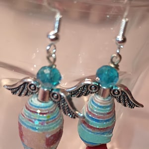 Paper Beads, Earrings, Angel Earrings, Paper Bead Jewelry, Recycled Jewelry, Handmade Earrings, Paper Bead, Handmade Dangle Earrings