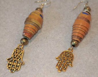 Paper Bead Earrings,  Earrings, Paper Bead Jewelry, Recycled Jewelry, Handmade Earrings, Paper Beads, Handmade Dangle Earrings