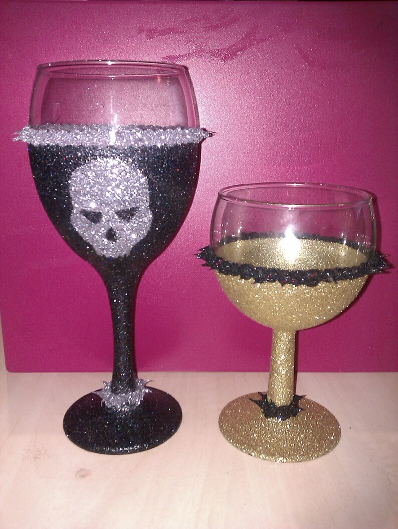 Hand Decorated Food/drink Safe Glitter Wine Glasses Leopard Etsy